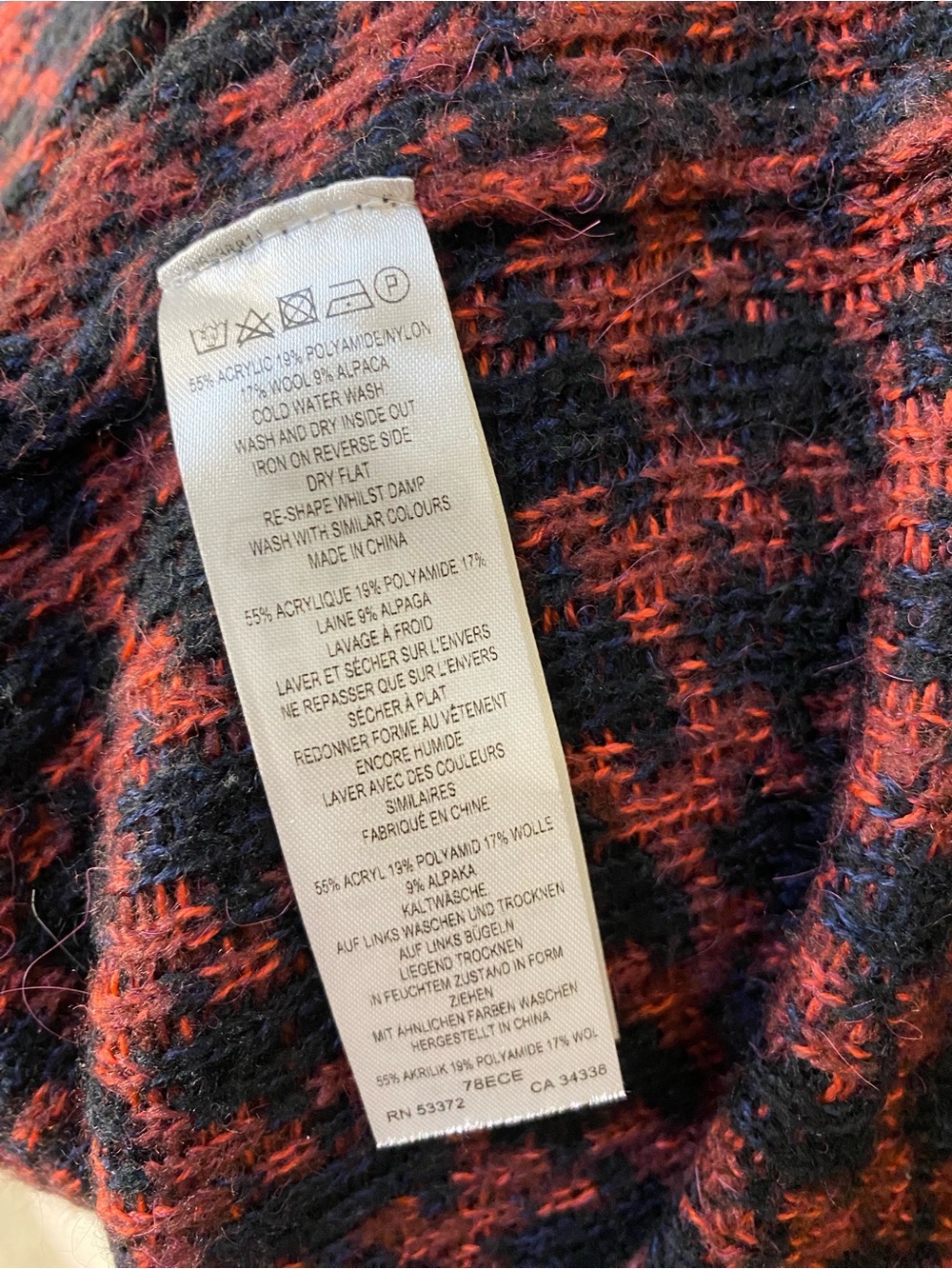 French Connection Wool Alpaca Plaid Houndstooth Sweater oversized Size S - Picture 5 of 5